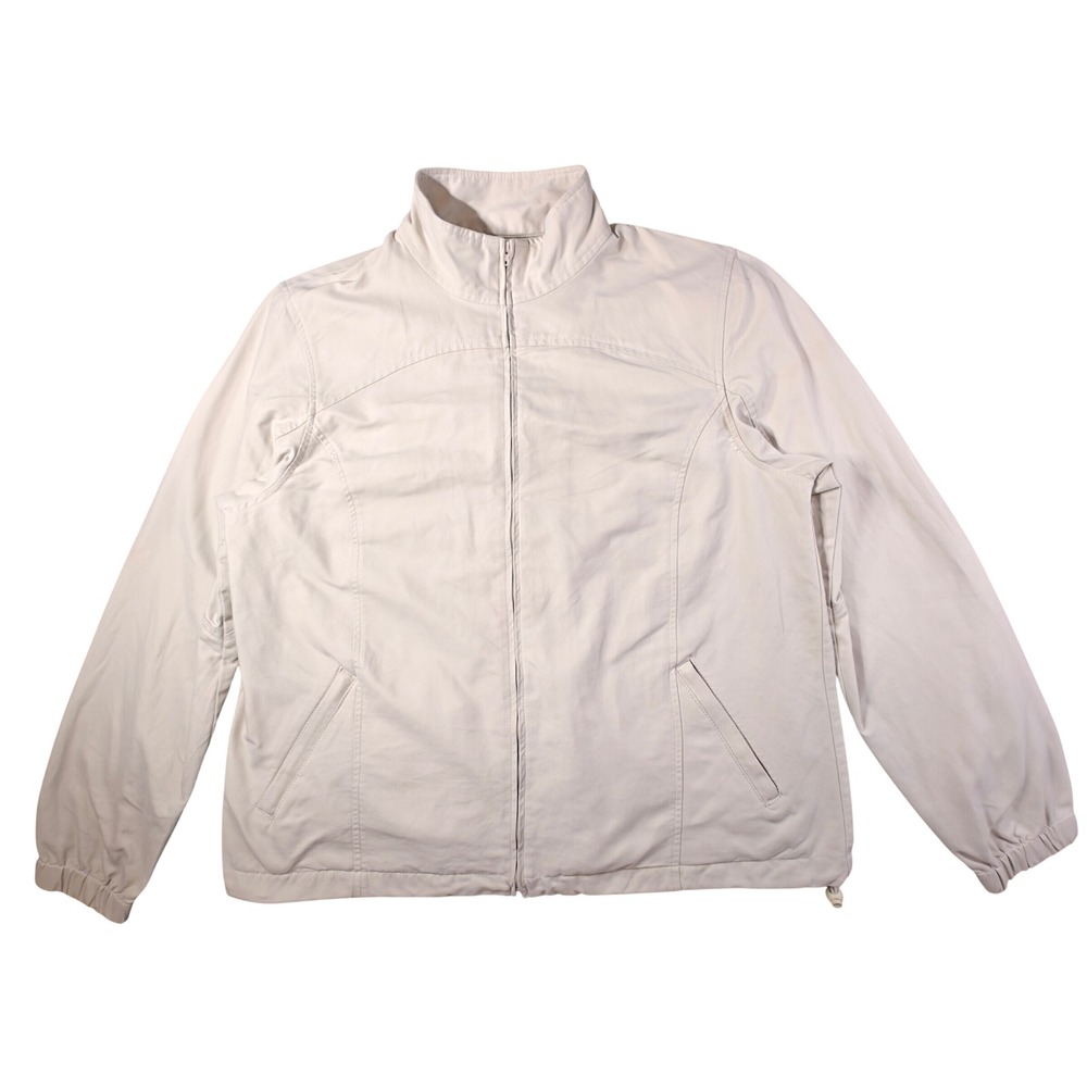 Vintage Orvis Mens Large Tan Cream Beige Full Zip Windbreaker Jacket OR-49L9